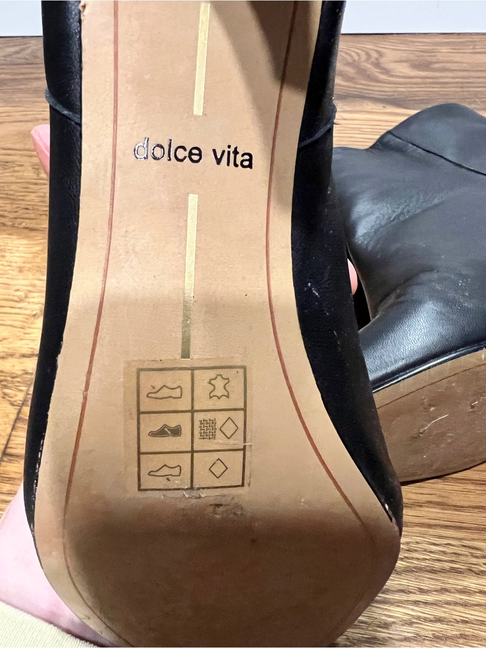 Dolce Vita Black Leather Kitten Heel Boots - Picture 11 of 11